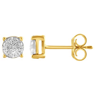 Diamond Cluster Stud Earrings in 10K Gold (1/5 ct. tw