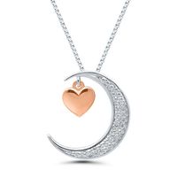 Diamond Moon Pendant in Sterling Silver