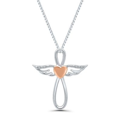 Diamond Angel Pendant in Sterling Silver