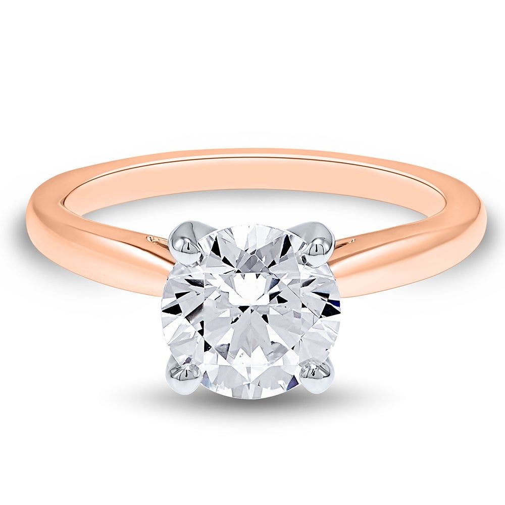 lab grown diamond round solitaire engagement ring 14K rose gold (1ct.)