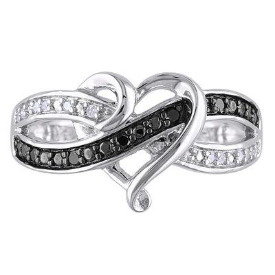 1/8 ct. tw. Black & White Diamond Heart Ring Sterling Silver
