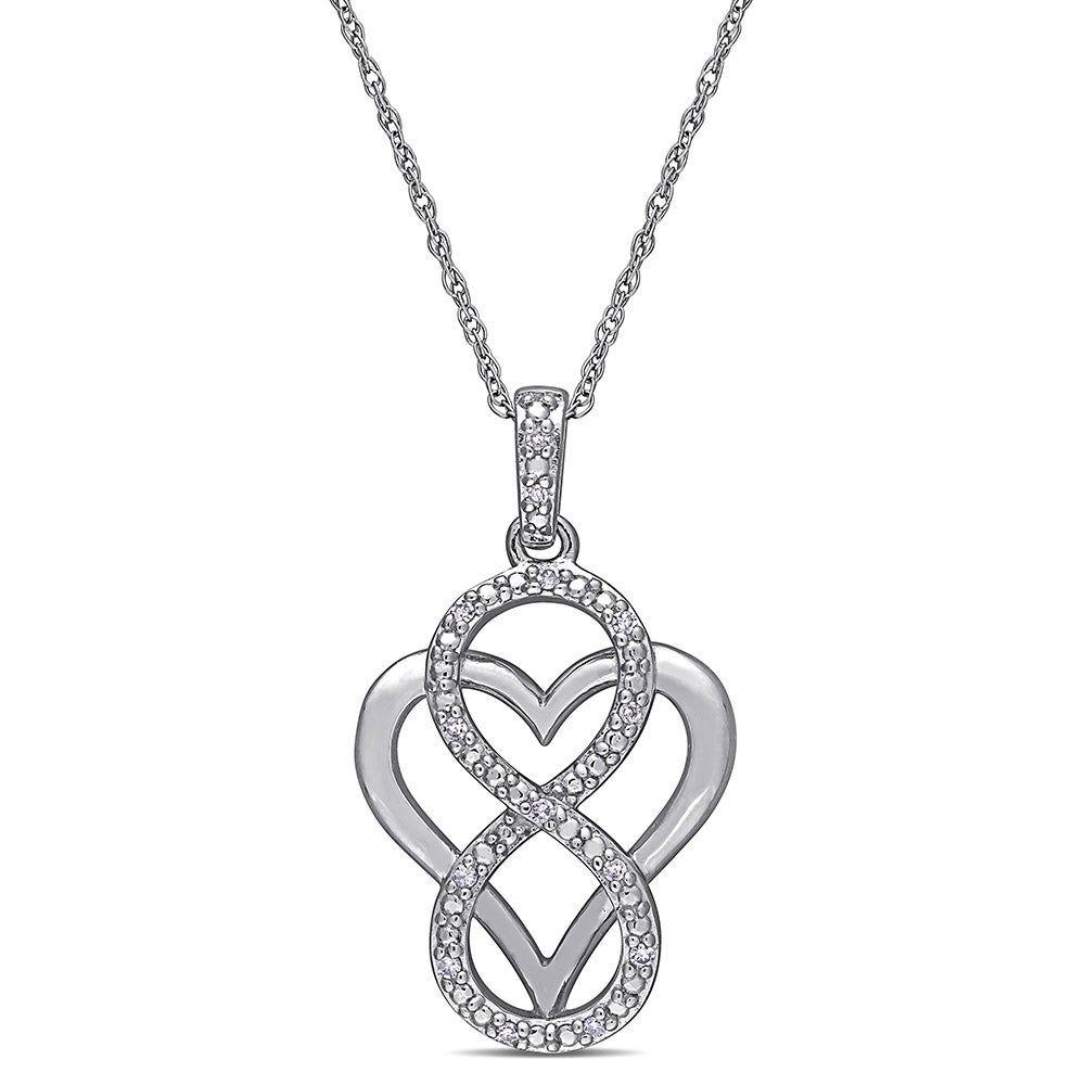 Diamond Infinity Heart Pendant in Sterling Silver