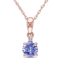 Tanzanite & Diamond Pendant in 10K Rose Gold