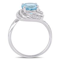 Blue & White Topaz Diamond Ring Sterling Silver