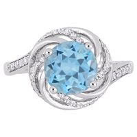 Blue & White Topaz Diamond Ring Sterling Silver