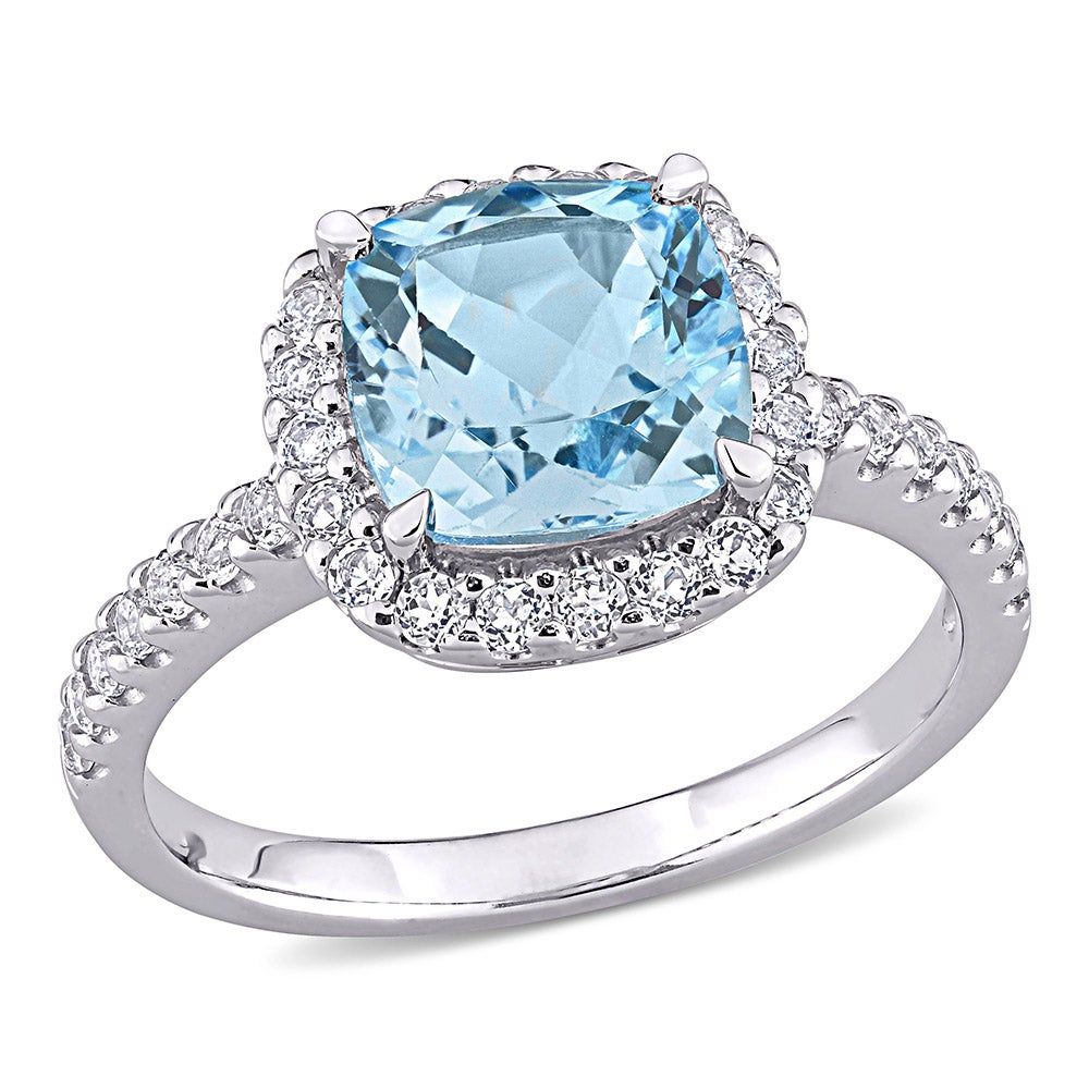 Blue & White Topaz Ring 10K Gold