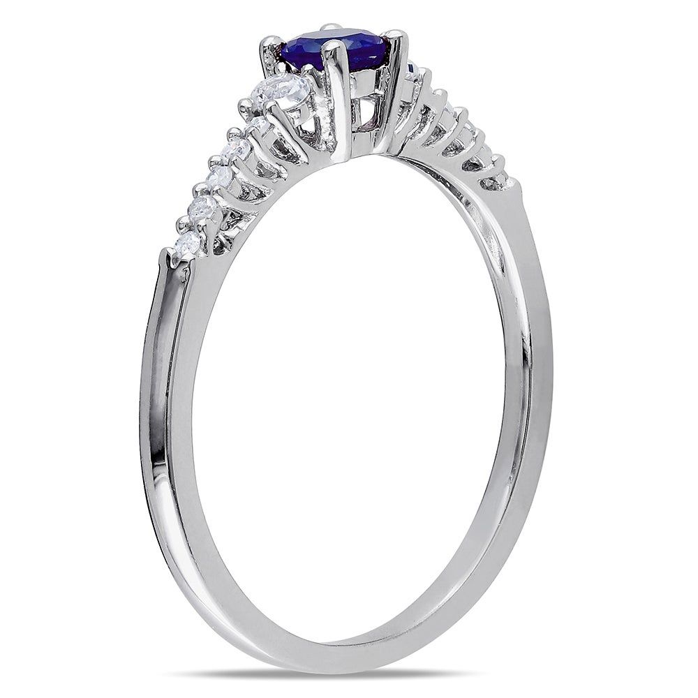 Lab-Created Sapphire & Diamond Ring Sterling Silver