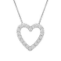 1/10 ct. tw. Diamond Open Heart Necklace in Sterling Silver