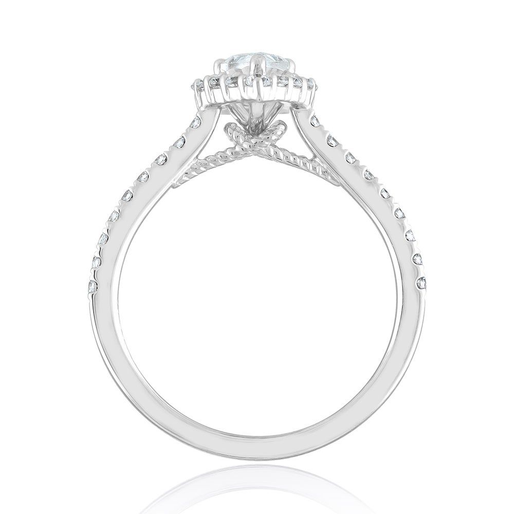Pear-Shaped Diamond Engagement Ring with Halo 14K White Gold (1 ct. tw.)