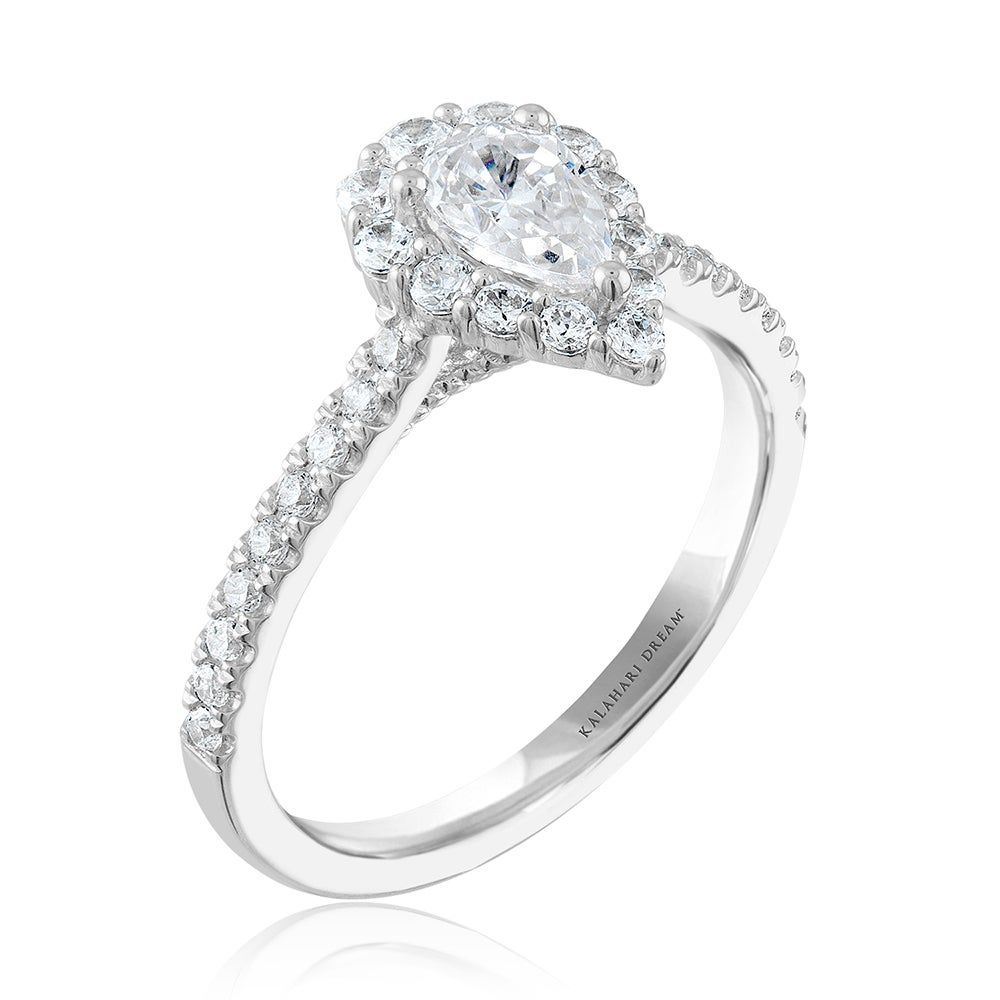 Pear-Shaped Diamond Engagement Ring with Halo 14K White Gold (1 ct. tw.)