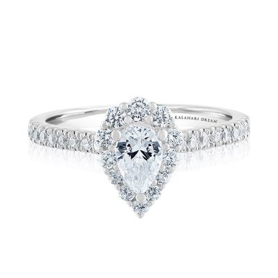 Pear-Shaped Diamond Engagement Ring with Halo 14K White Gold (1 ct. tw.)