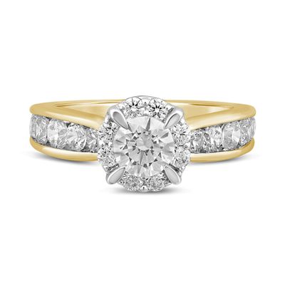 Round Diamond Engagement Ring with Channel-Set Band 14K Yellow Gold (2 ct. tw.)