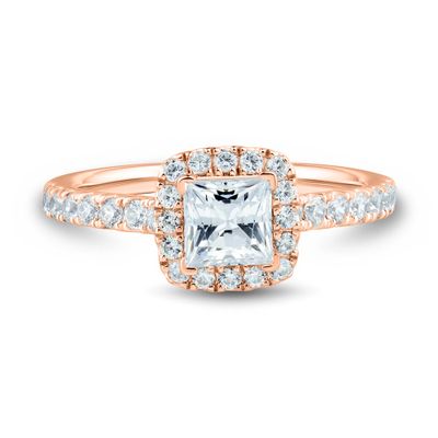 lab grown diamond princess-cut engagement ring 14k rose gold (1 1/4 ct. tw.)