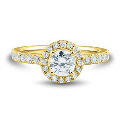 lab grown diamond round engagement ring 14k gold (1 1/4 ct. tw