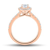 lab grown diamond engagement ring with oval halo 14k rose gold (1 1/4 ct. tw.)