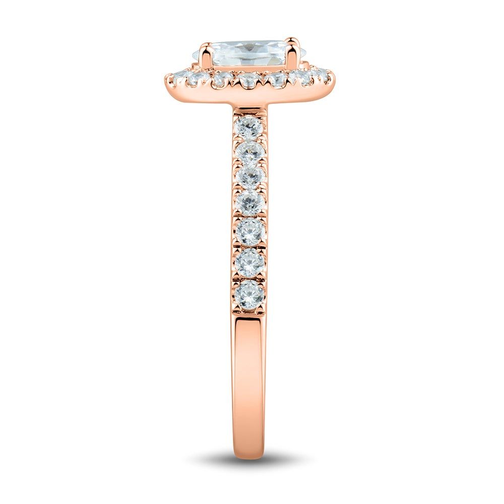 lab grown diamond engagement ring with oval halo 14k rose gold (1 1/4 ct. tw.)