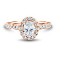 lab grown diamond engagement ring with oval halo 14k rose gold (1 1/4 ct. tw.)