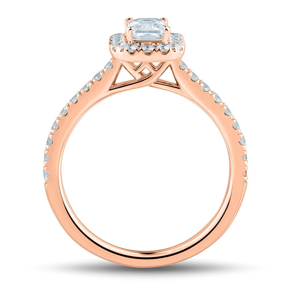 lab grown diamond emerald-cut engagement ring 14k rose gold (1 1/4 ct. tw.)