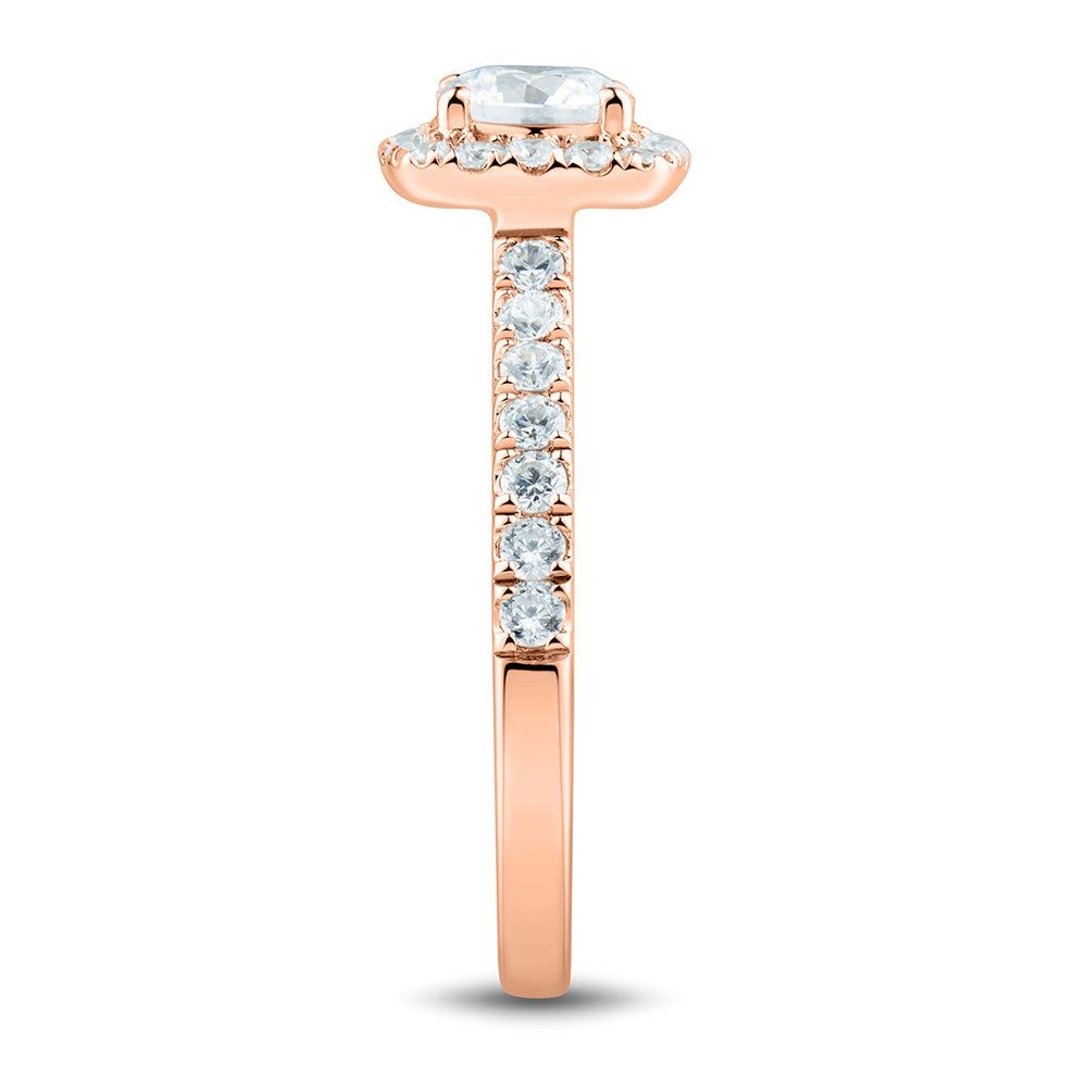 lab grown diamond halo engagement ring 14k rose gold (1 1/4 ct. tw.)