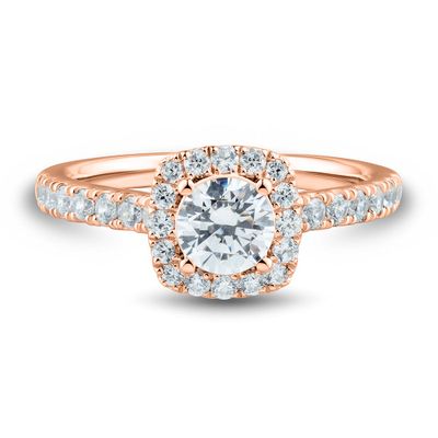 lab grown diamond halo engagement ring 14k rose gold (1 1/4 ct. tw.)