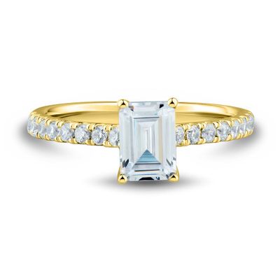 lab grown diamond pave emerald-cut engagement ring 14k gold (1 1/3 ct. tw