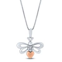 Diamond Bee Pendant in Sterling Silver