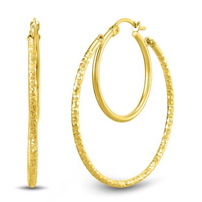 Double Hoop Earrings in 14K Yellow Gold