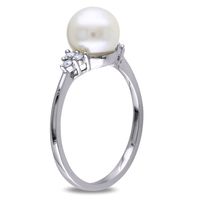 Freshwater Pearl & 1/8 ct. tw. Diamond Ring 10K Gold