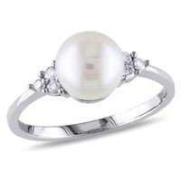 Freshwater Pearl & 1/8 ct. tw. Diamond Ring 10K Gold