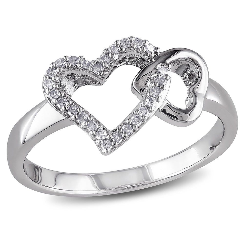 1/10 ct. tw. Diamond Double Heart Ring Sterling Silver