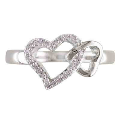 1/10 ct. tw. Diamond Double Heart Ring Sterling Silver