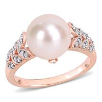 Freshwater Pearl & 1/2 ct. tw. Diamond Ring 10K Rose Gold