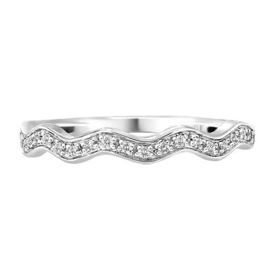 1/10 ct. tw. Diamond Wavy Stack Band 10K White Gold