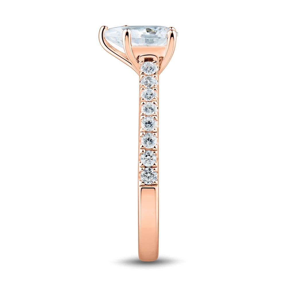 Lab Grown Diamond Pear-Shaped Engagement ring 14K Rose Gold (1 1/3 ct. tw.)