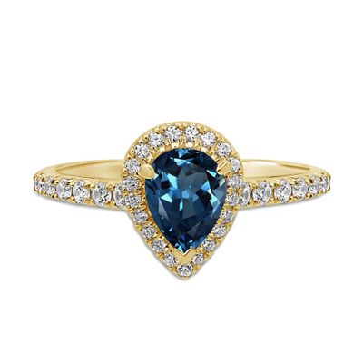 Helena Blue Topaz & Diamond Engagement Ring 14K Yellow Gold (1/2 ct. tw.)