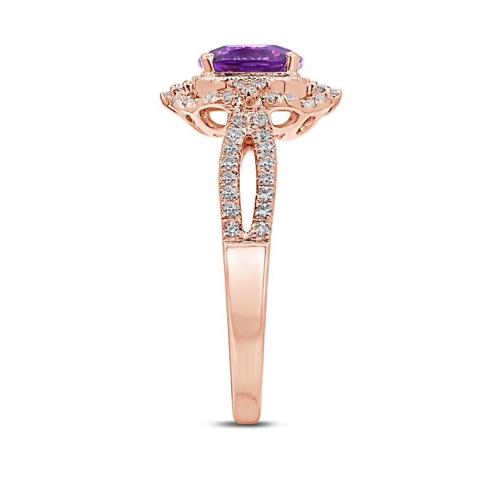 Sonia Amethyst & Diamond Engagement Ring 14K Rose Gold (1/4 ct. tw.)