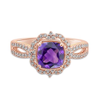 Sonia Amethyst & Diamond Engagement Ring 14K Rose Gold (1/4 ct. tw.)