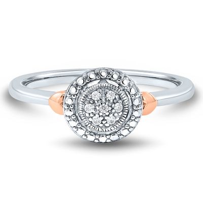 Diamond Accent Ring with 14K Rose Gold Accents Sterling Silver