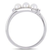 Freshwater Pearl & Diamond Ring 10K White Gold