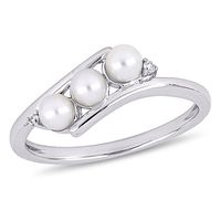 Freshwater Pearl & Diamond Ring 10K White Gold