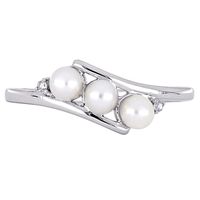 Freshwater Pearl & Diamond Ring 10K White Gold