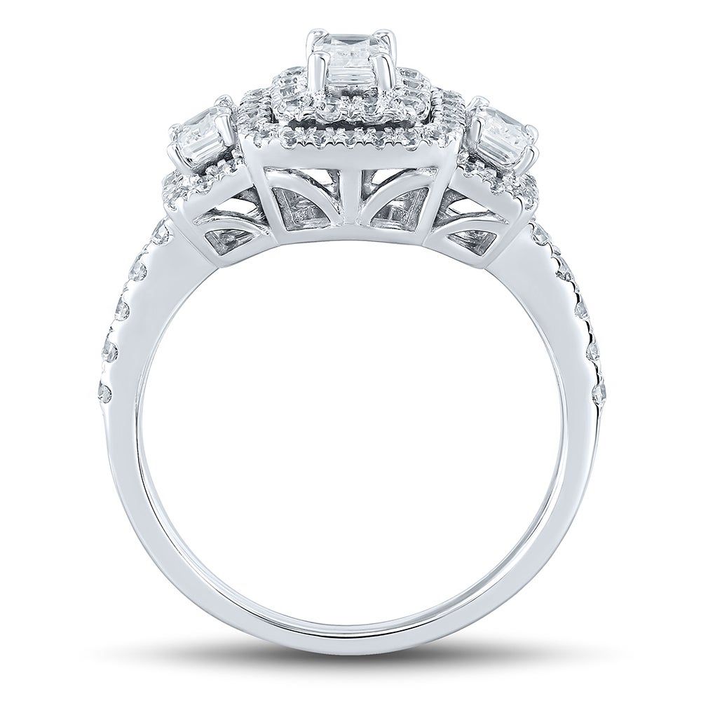 Three-Stone Emerald-Cut Diamond Engagement Ring 14K White Gold (1 ct. tw.)