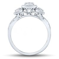 Oval Composite Three-Stone Diamond Engagement Ring 10K White Gold (1/3 ct. tw.)