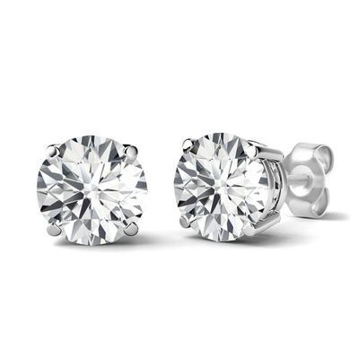 Round Diamond Stud Earrings with Four-Prong Basket in 14K White Gold (1 ct. tw.)