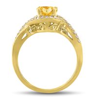 Oval Citrine Ring with Halo 10K Yellow Gold