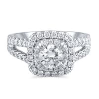 Lab Grown Diamond Pave Split-Shank Engagement Ring 14K White Gold (1 1/2 ct. tw.)