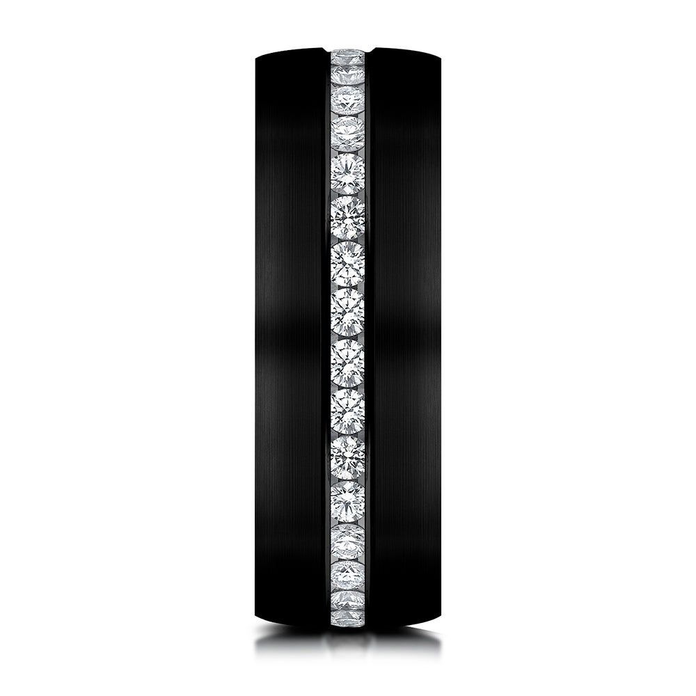 Men's Lab Grown Diamond Wedding Band Black Titanium, 6.5mm