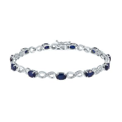 Blue & White Sapphire Infinity Bracelet in Sterling Silver