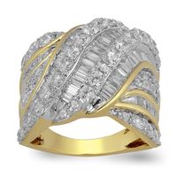 Multi-Row Baguette & Round Diamond Ring 14K Gold (3 ct. tw