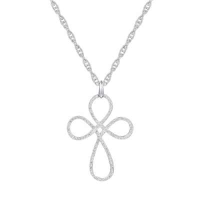 Diamond Cross Pendant with Loop Design in 10K White Gold (1/2 ct. tw.)